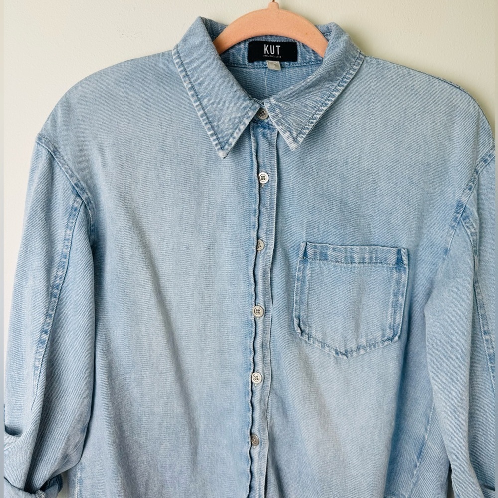 Kut from the Kloth Linen Blend Long Sleeve Button Up Top - Picture 4 of 10